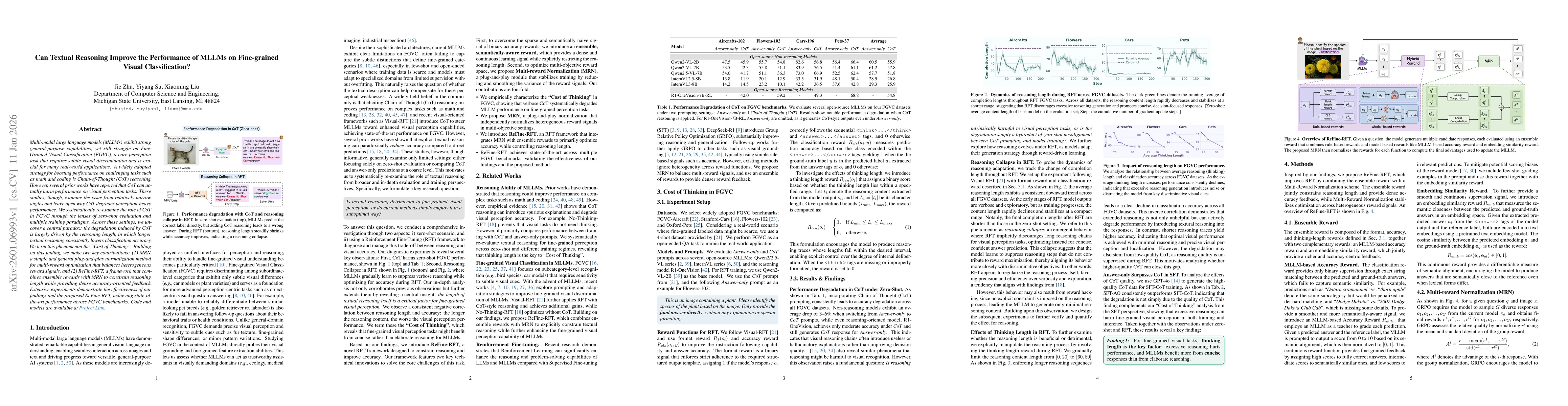 Thumbnail for Can Textual Reasoning Improve the Performance of MLLMs on Fine-grained Visual Classification?