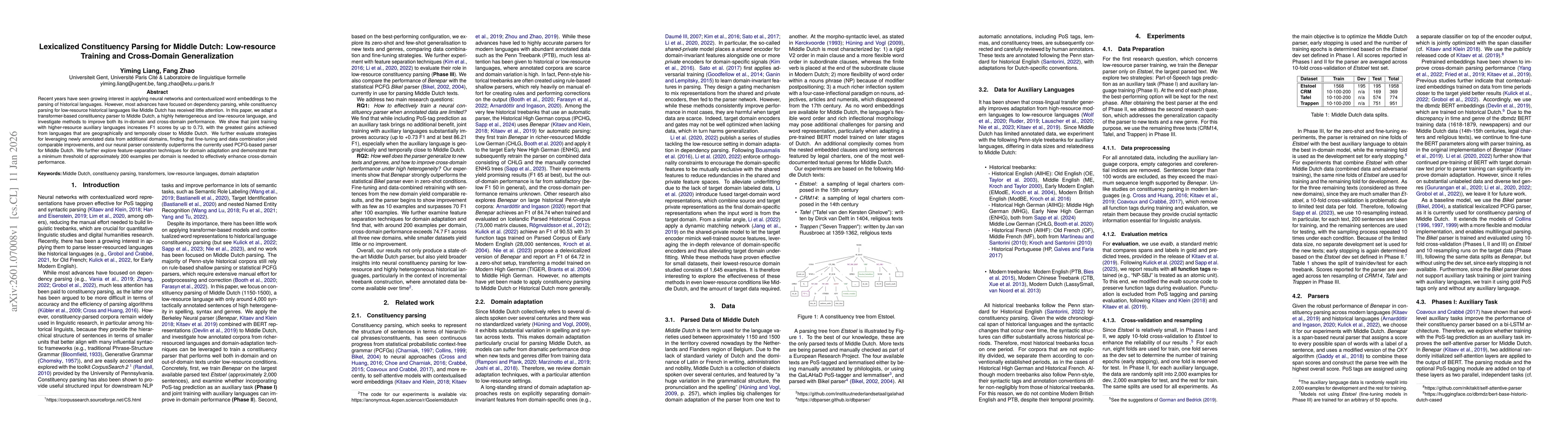 Thumbnail for Lexicalized Constituency Parsing for Middle Dutch: Low-resource Training and Cross-Domain Generalization