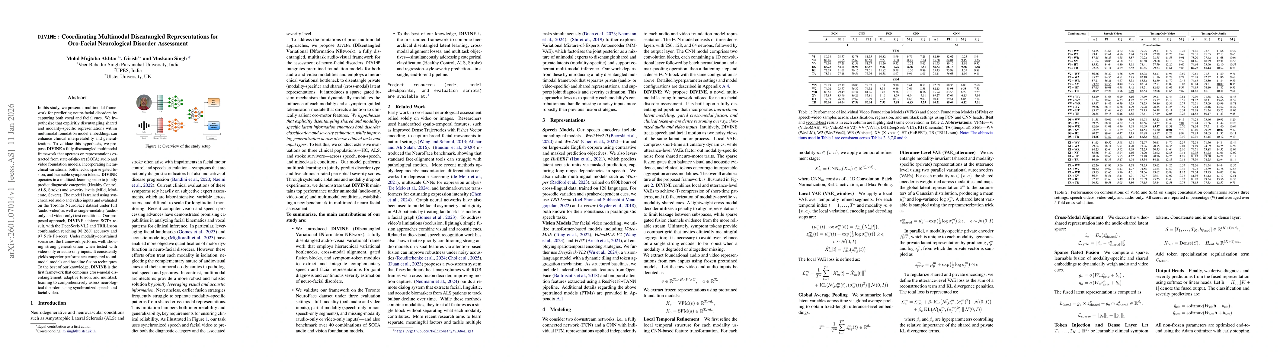 Thumbnail for DIVINE: Coordinating Multimodal Disentangled Representations for Oro-Facial Neurological Disorder Assessment