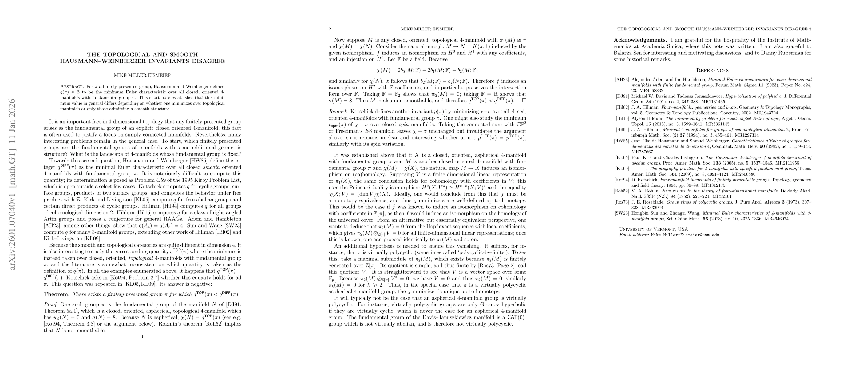 Thumbnail for The topological and smooth Hausmann-Weinberger invariants disagree