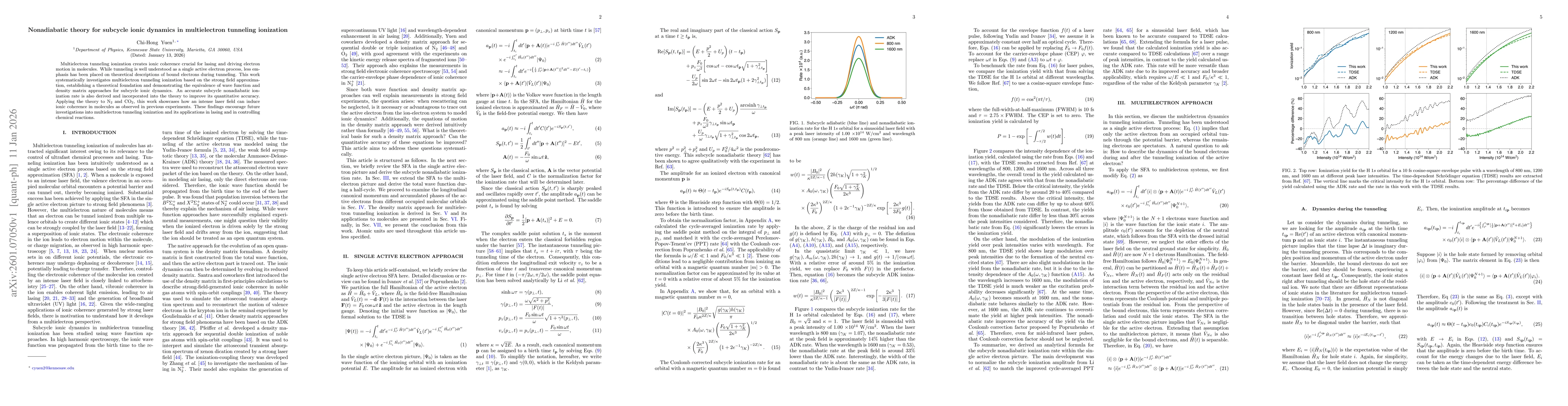 Thumbnail for Nonadiabatic theory for subcycle ionic dynamics in multielectron tunneling ionization