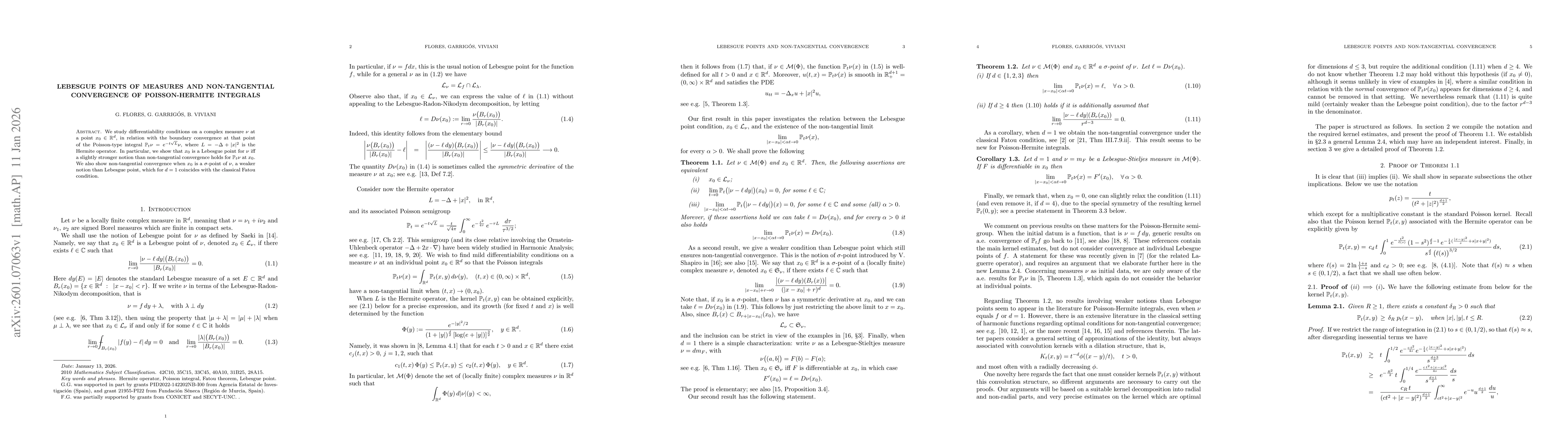 Thumbnail for Lebesgue points of measures and non tangential convergence of Poisson-Hermite integrals