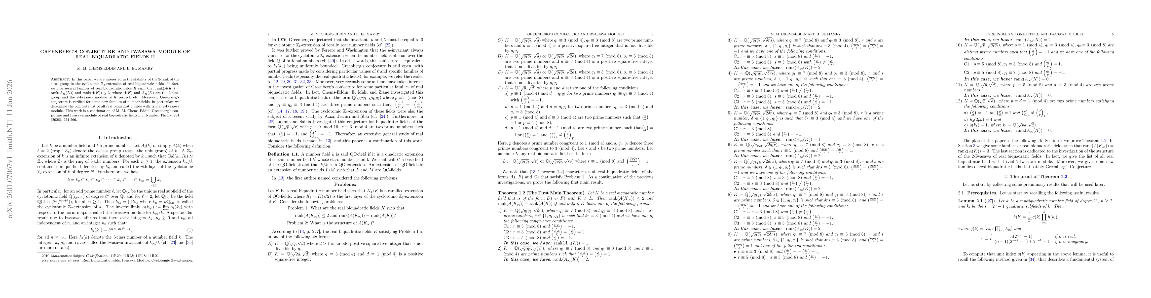Thumbnail for Greenberg's conjecture and Iwasawa module of Real biquadratic fields II