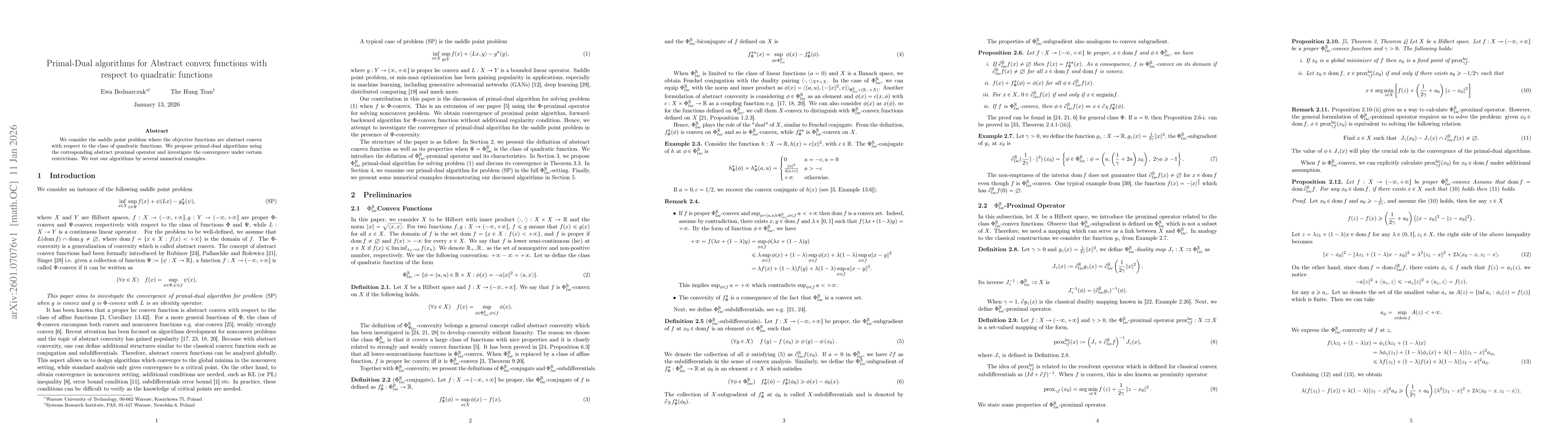 Thumbnail for Primal-Dual algorithms for Abstract convex functions with respect to quadratic functions