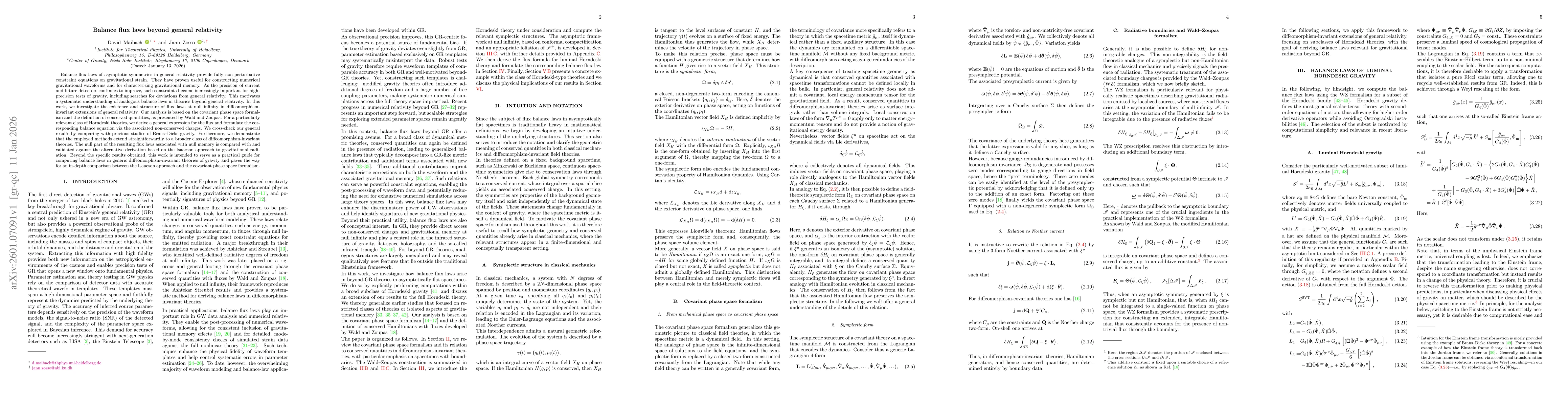 Thumbnail for Balance flux laws beyond general relativity