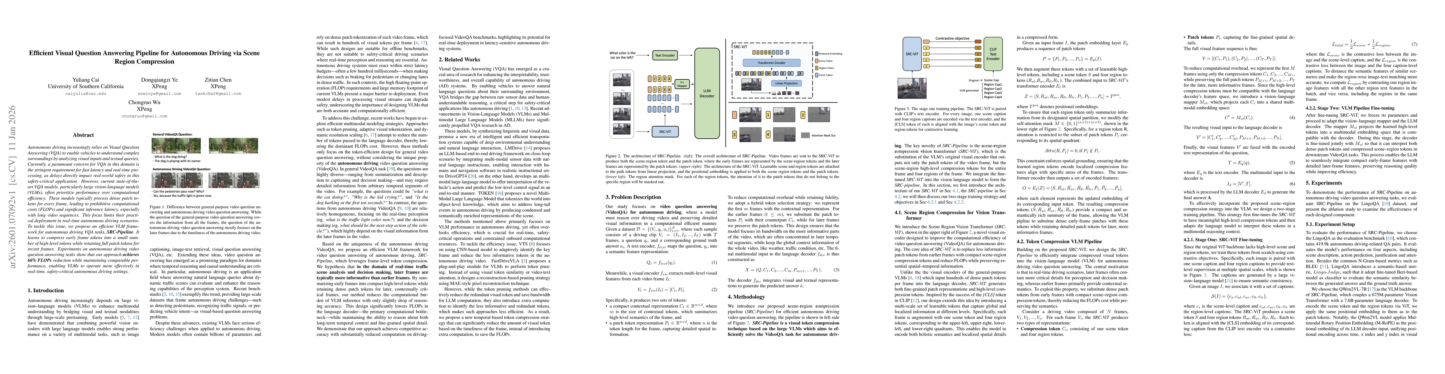 Thumbnail for Efficient Visual Question Answering Pipeline for Autonomous Driving via Scene Region Compression