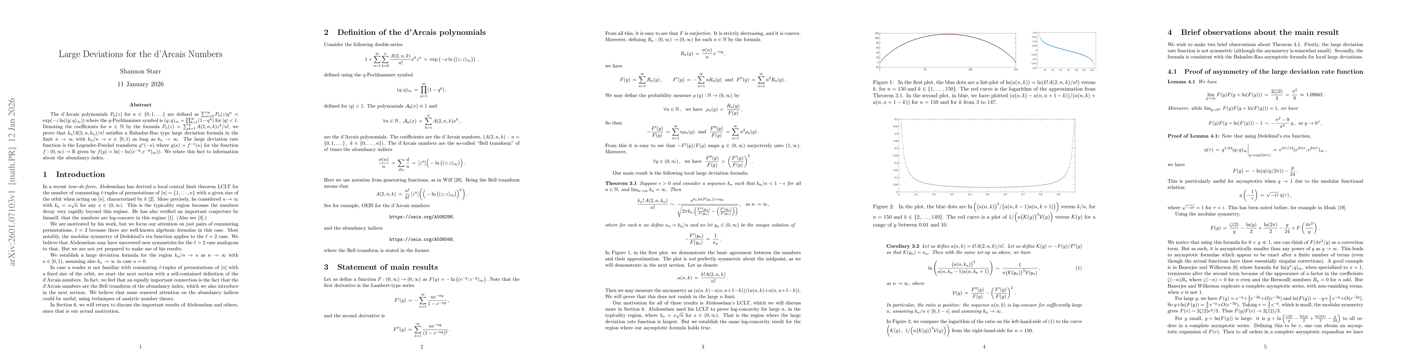 Thumbnail for Large Deviations for the d'Arcais Numbers