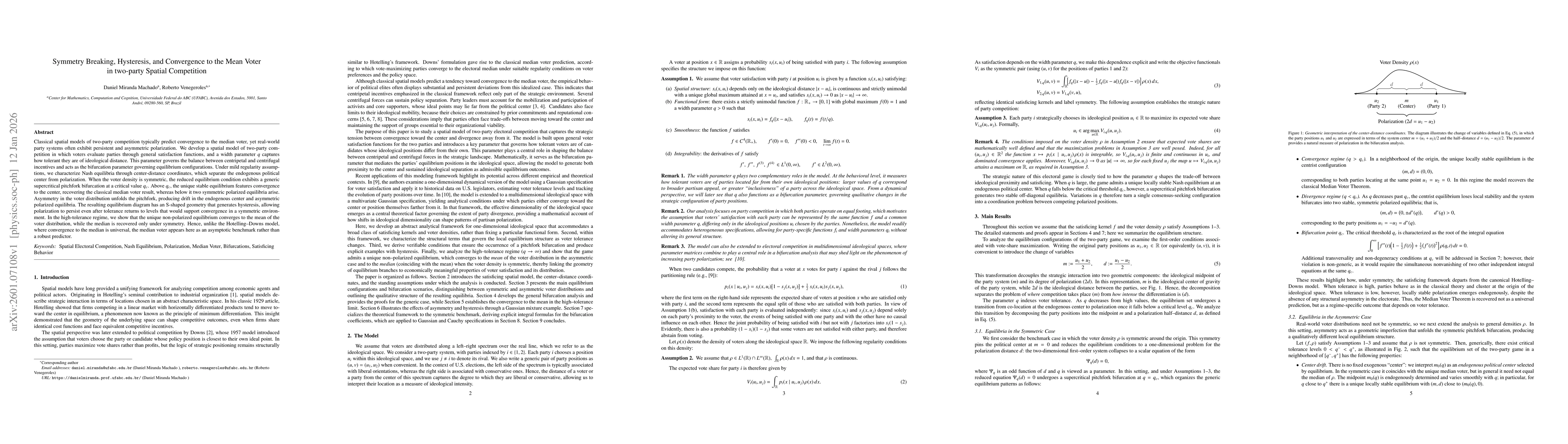 Thumbnail for Symmetry Breaking, Hysteresis, and Convergence to the Mean Voter in two-party Spatial Competition