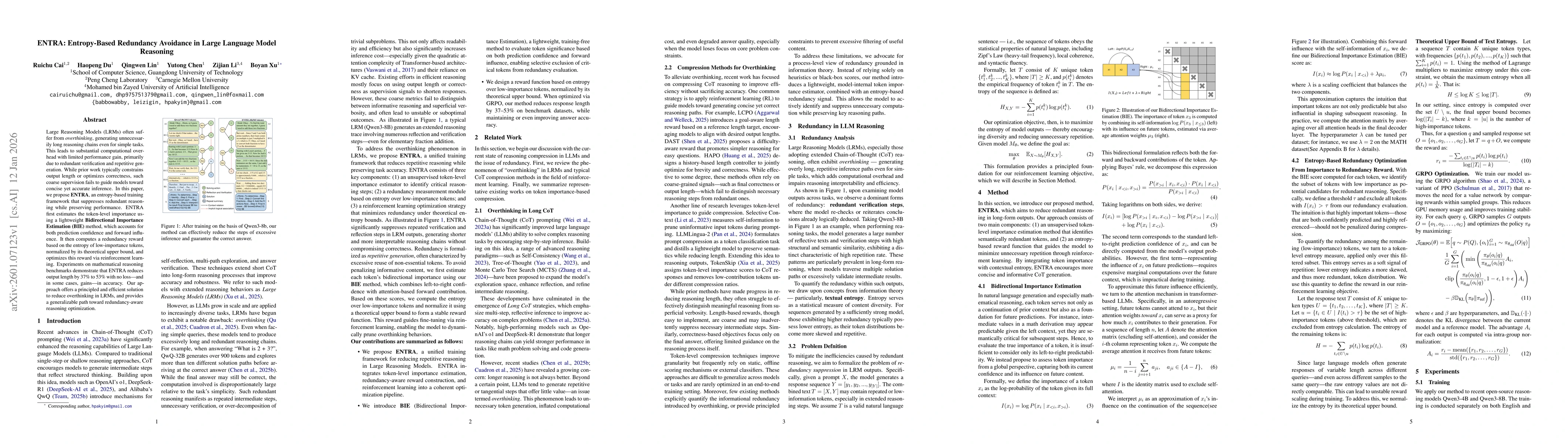 Thumbnail for ENTRA: Entropy-Based Redundancy Avoidance in Large Language Model Reasoning