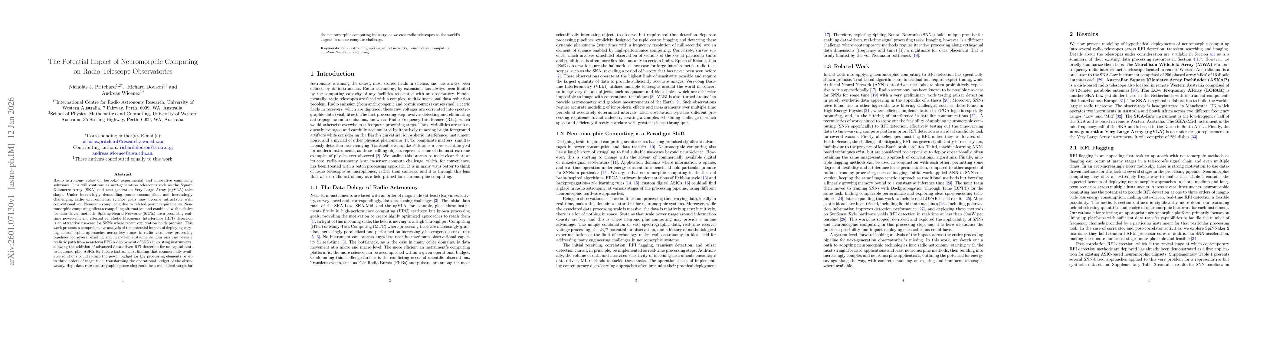 Thumbnail for The Potential Impact of Neuromorphic Computing on Radio Telescope Observatories