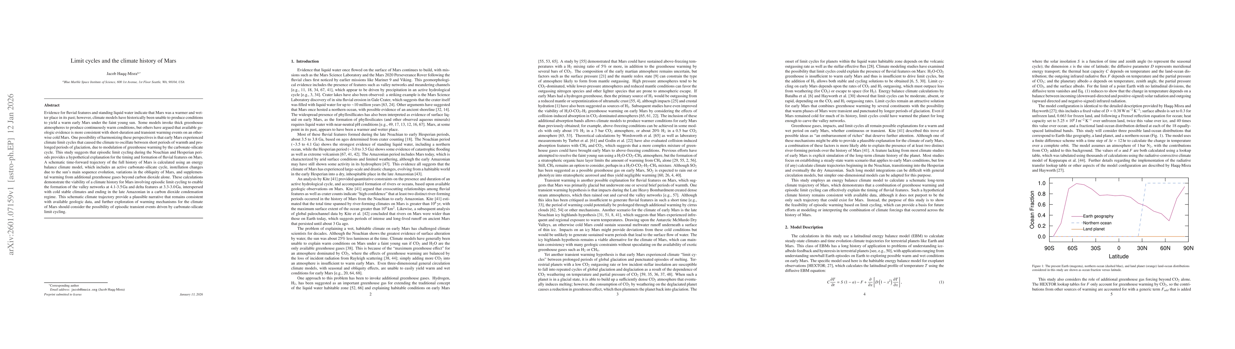 Thumbnail for Limit cycles and the climate history of Mars