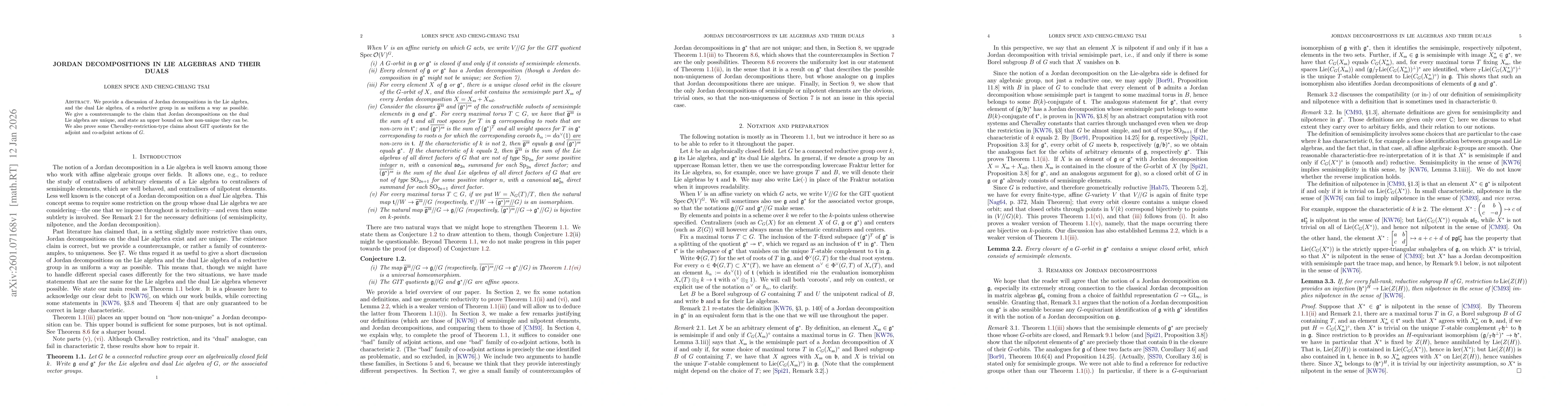 Thumbnail for Jordan decompositions in Lie algebras and their duals