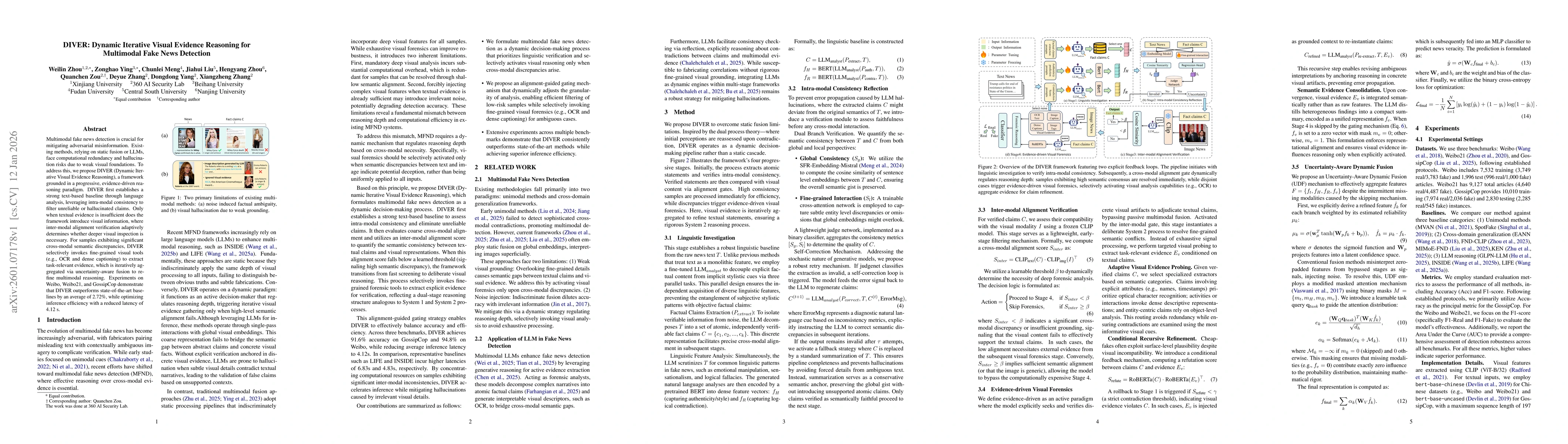 Thumbnail for DIVER: Dynamic Iterative Visual Evidence Reasoning for Multimodal Fake News Detection