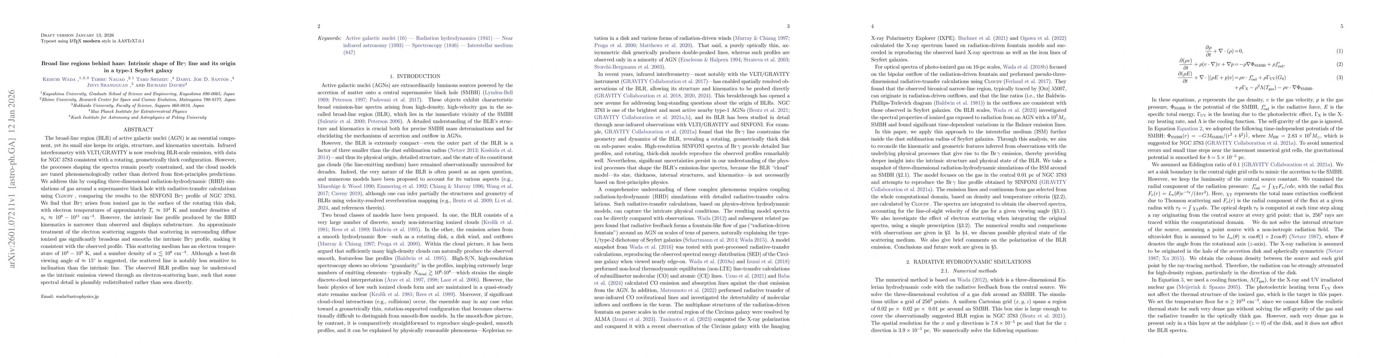 Thumbnail for Broad line regions behind haze: Intrinsic shape of Br$γ$ line and its origin in a type-1 Seyfert galaxy