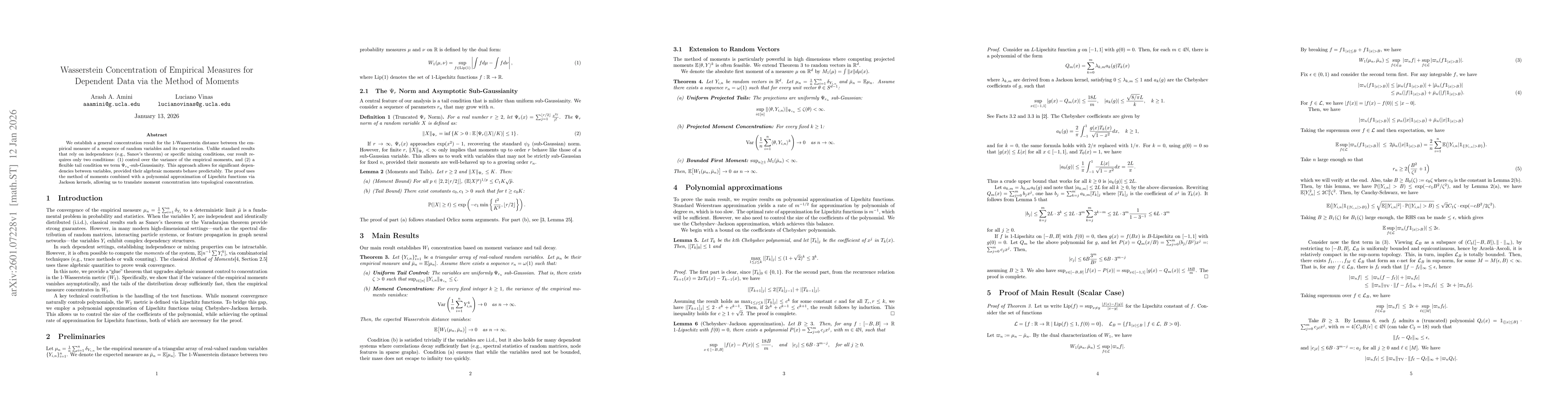 Thumbnail for Wasserstein Concentration of Empirical Measures for Dependent Data via the Method of Moments
