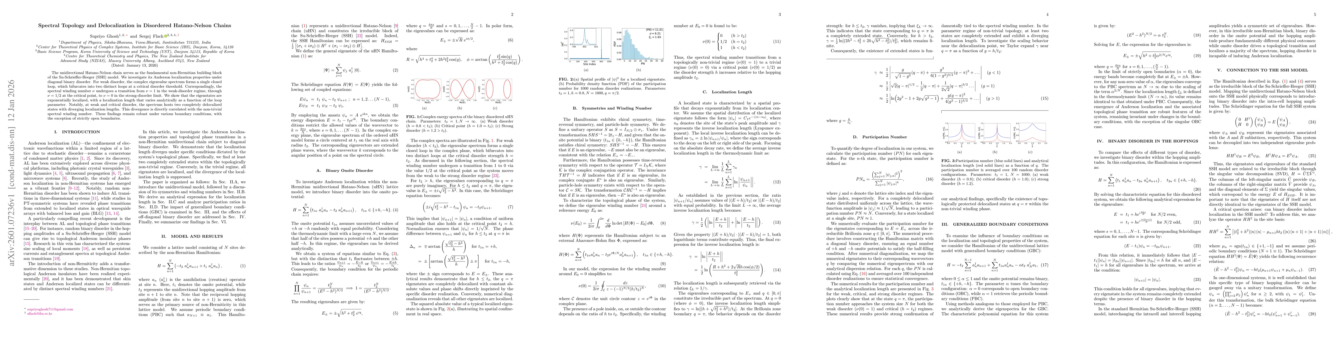 Thumbnail for Spectral Topology and Delocalization in Disordered Hatano-Nelson Chains