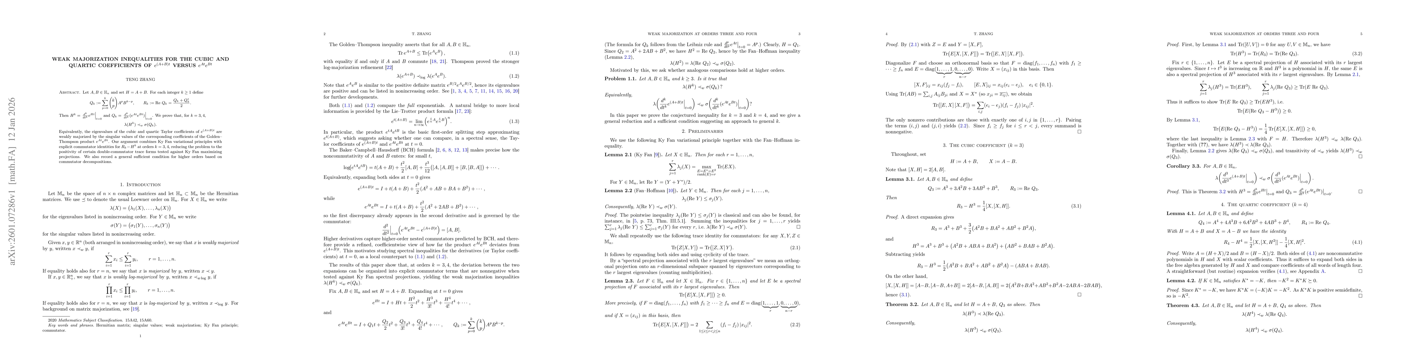 Thumbnail for Weak majorization inequalities for the cubic and quartic coefficients of $e^{(A+B)t}$ versus $e^{At}e^{Bt}$