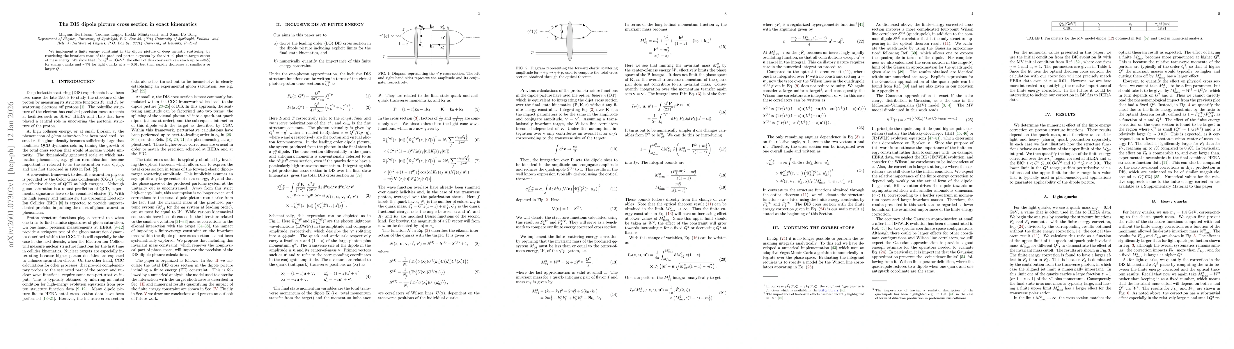 Thumbnail for The DIS dipole picture cross section in exact kinematics