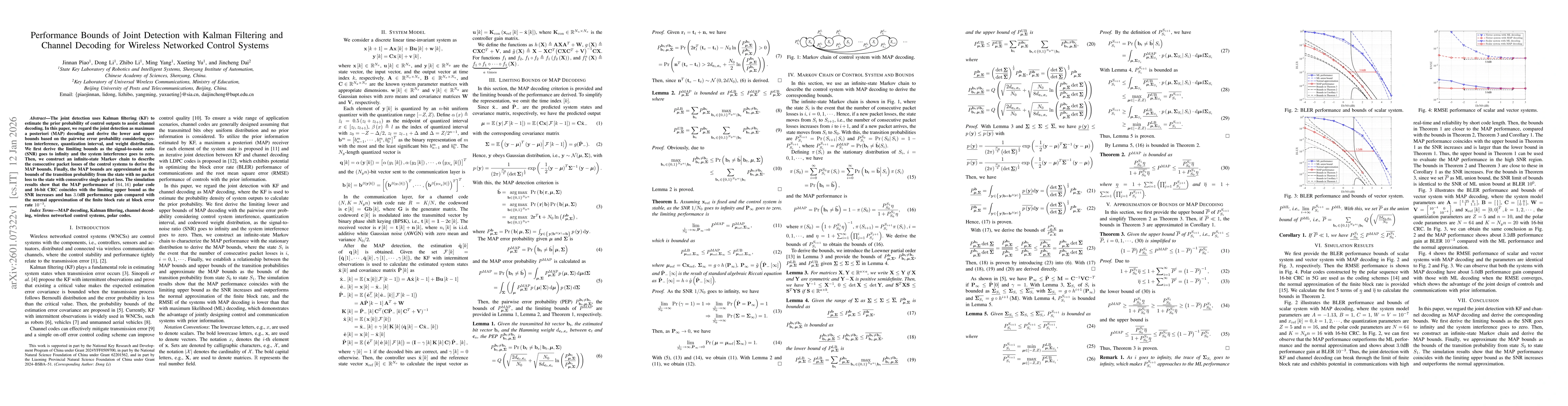 Thumbnail for Performance Bounds of Joint Detection with Kalman Filtering and Channel Decoding for Wireless Networked Control Systems