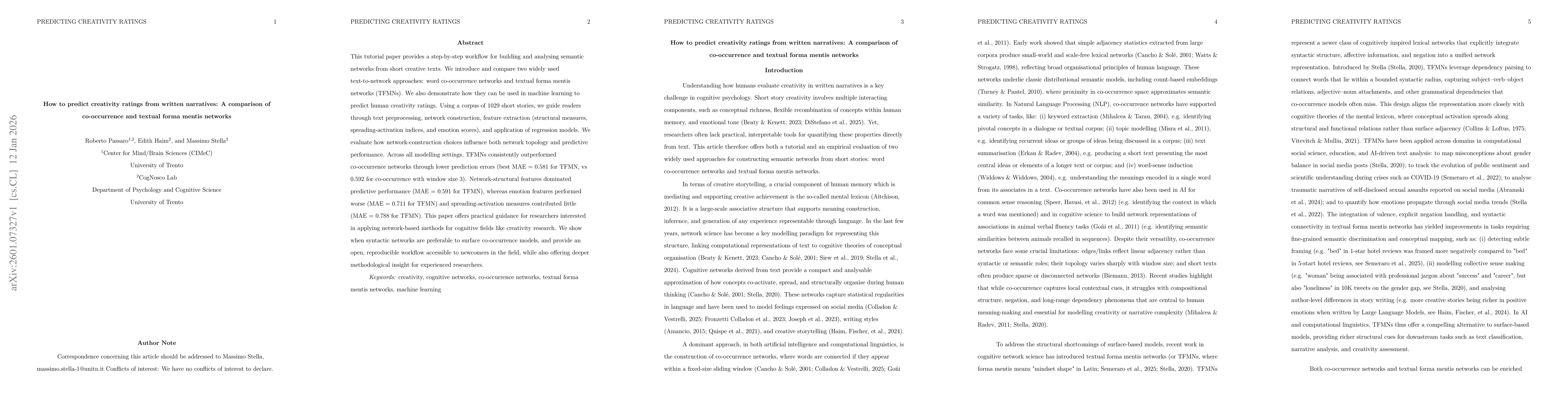 Thumbnail for How to predict creativity ratings from written narratives: A comparison of co-occurrence and textual forma mentis networks