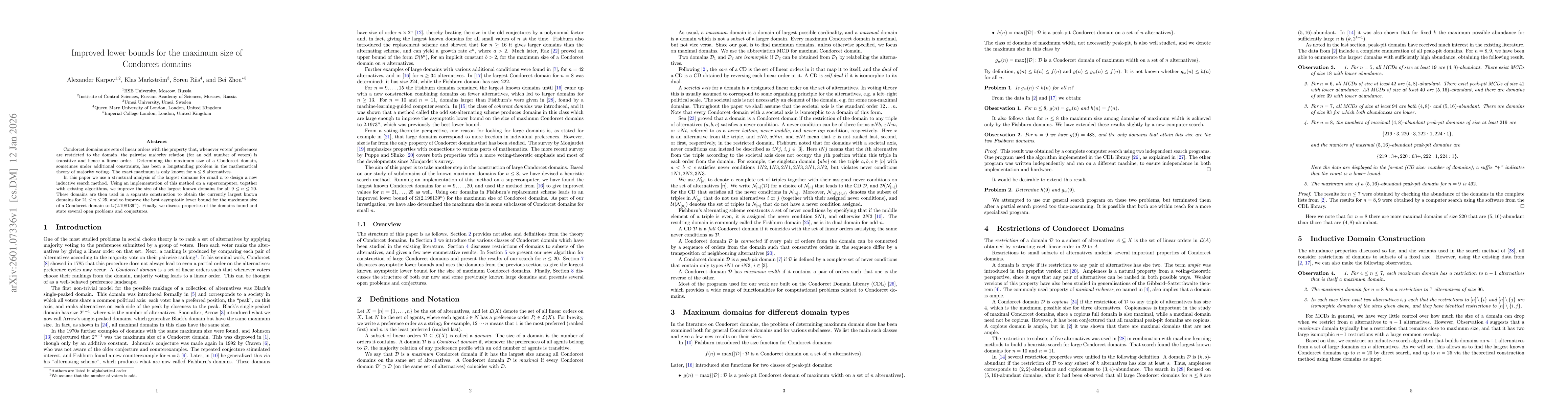 Thumbnail for Improved lower bounds for the maximum size of Condorcet domains