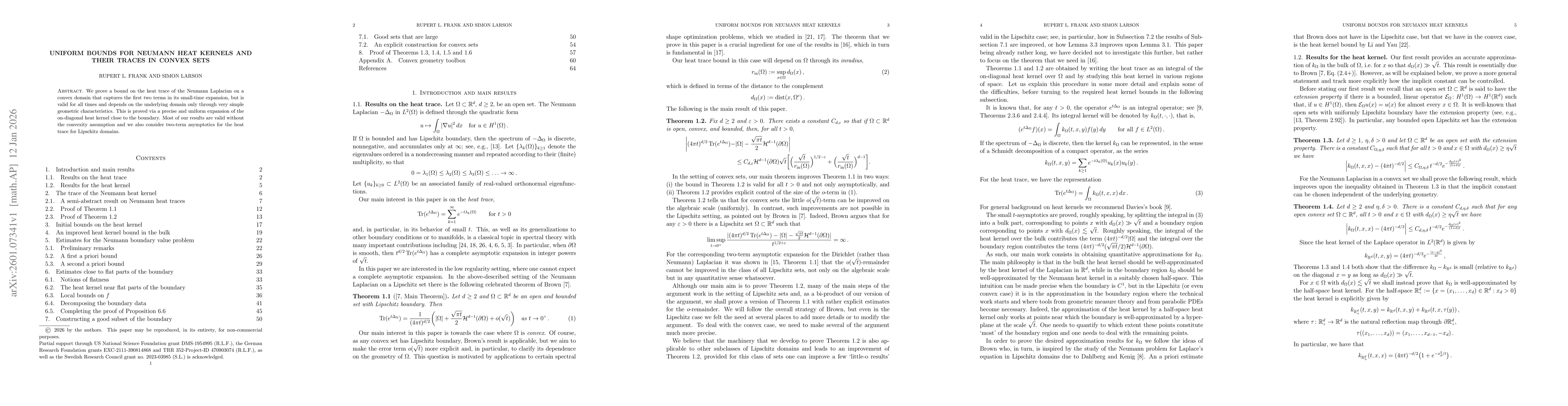 Thumbnail for Uniform bounds for Neumann heat kernels and their traces in convex sets