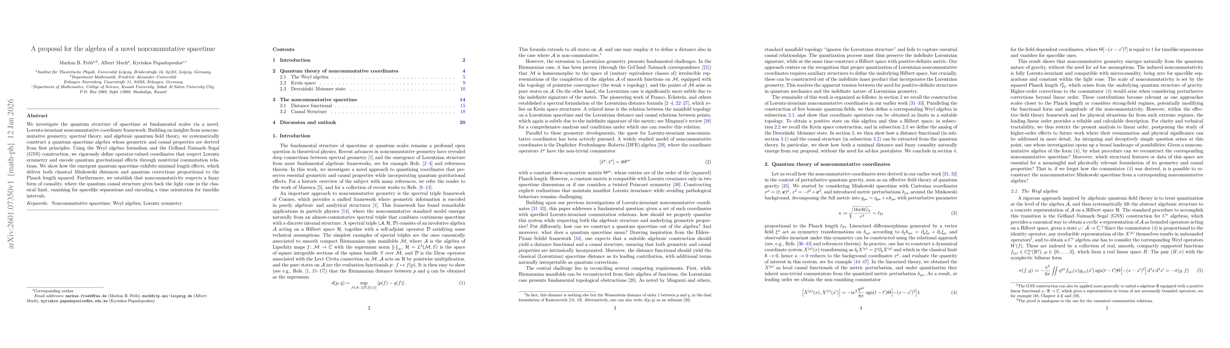 Thumbnail for A proposal for the algebra of a novel noncommutative spacetime