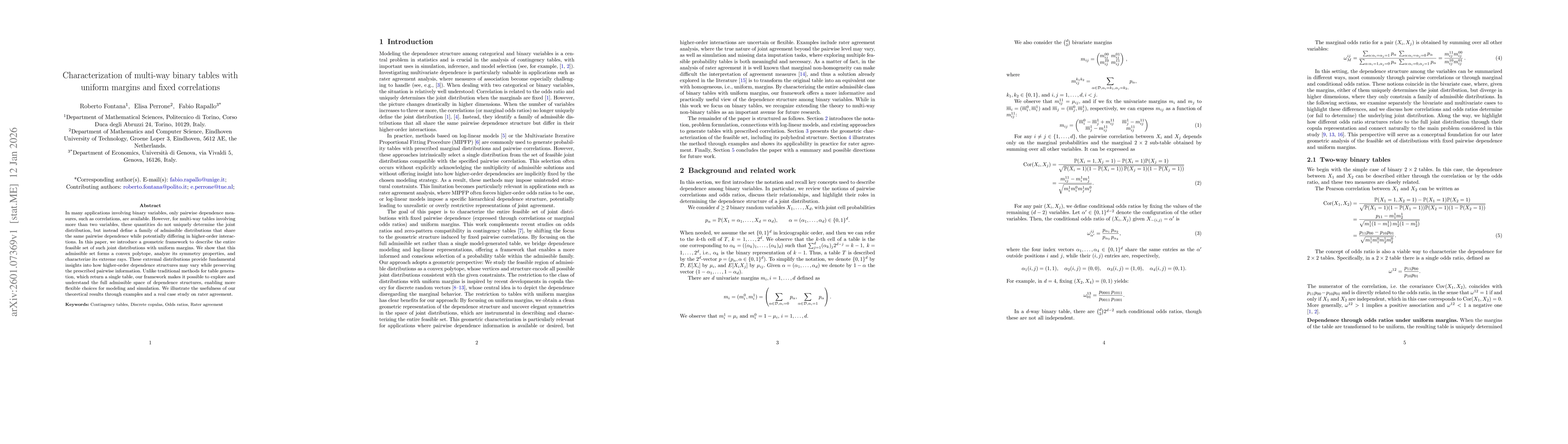 Thumbnail for Characterization of multi-way binary tables with uniform margins and fixed correlations