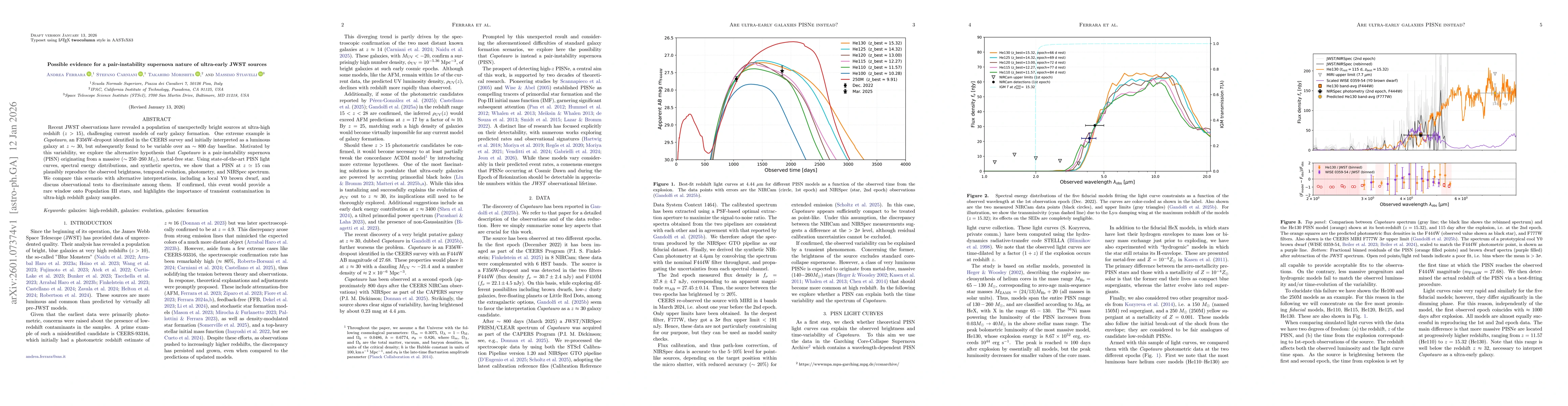 Thumbnail for Possible evidence for a pair-instability supernova nature of ultra-early JWST sources