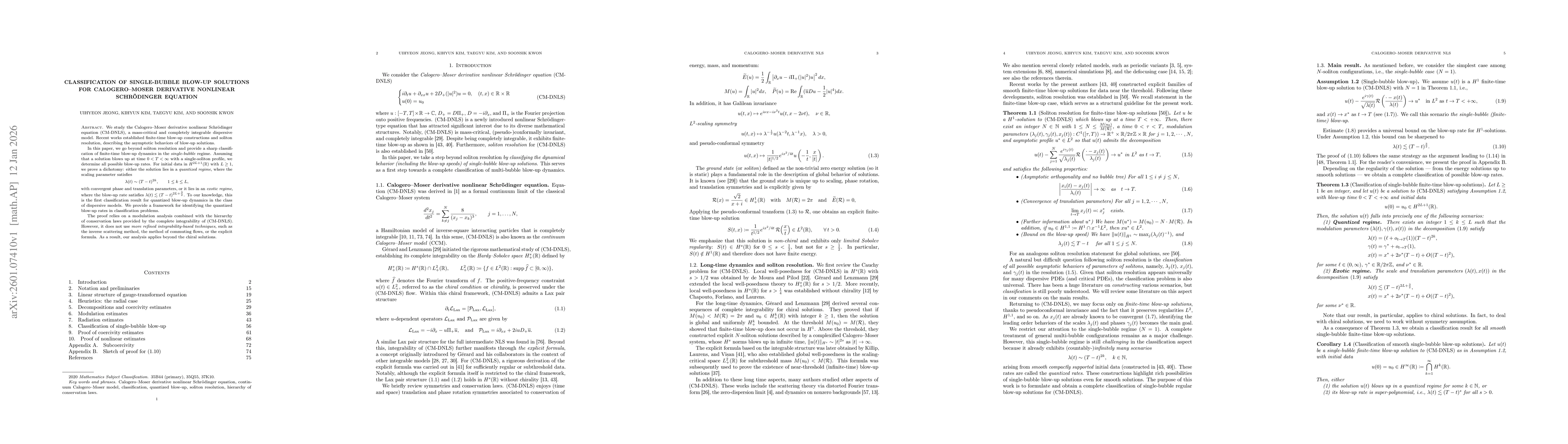 Thumbnail for Classification of single-bubble blow-up solutions for Calogero--Moser derivative nonlinear Schrödinger equation