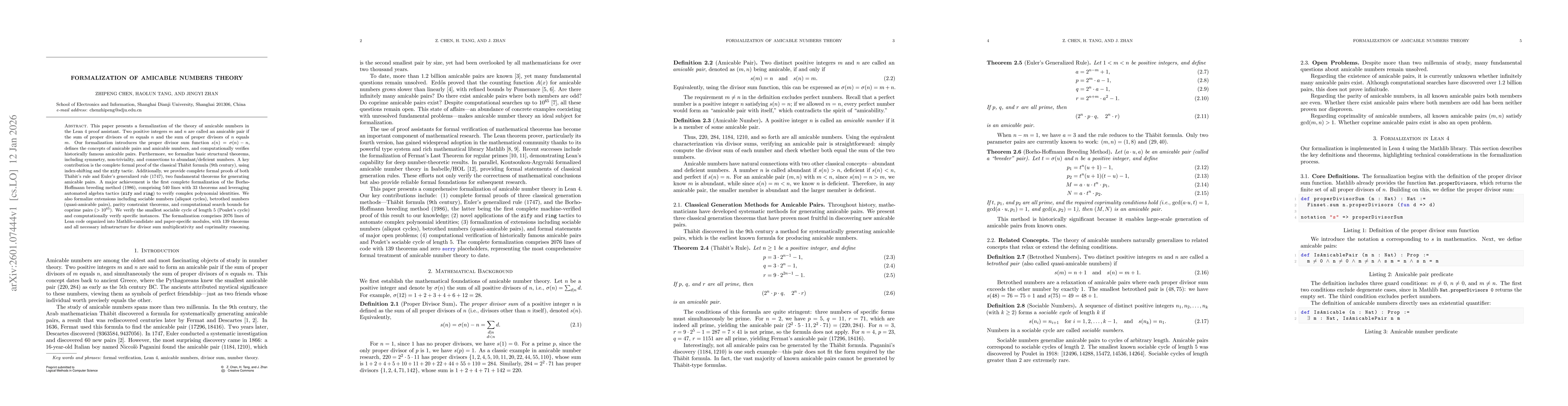 Thumbnail for Formalization of Amicable Numbers Theory