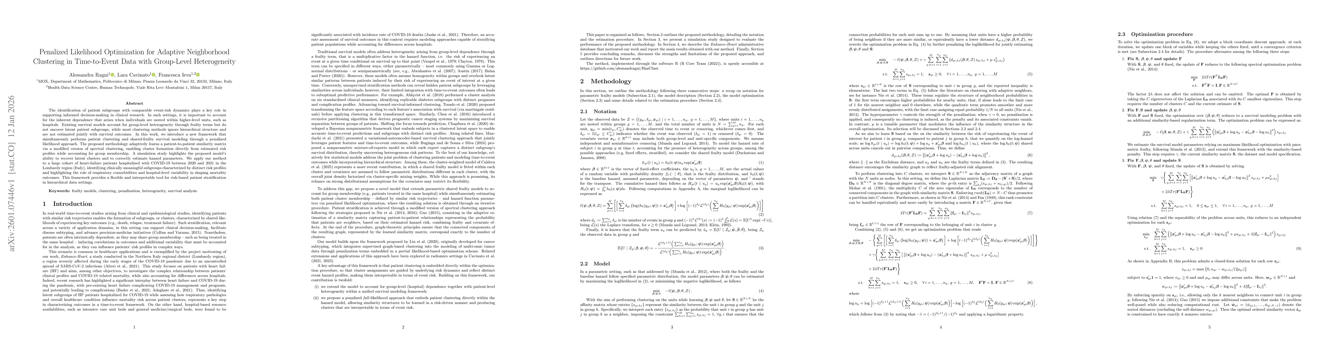 Thumbnail for Penalized Likelihood Optimization for Adaptive Neighborhood Clustering in Time-to-Event Data with Group-Level Heterogeneity