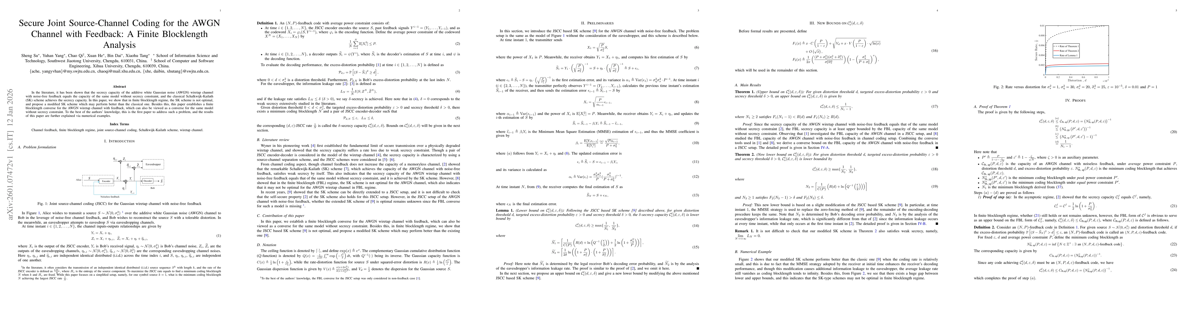 Thumbnail for Secure Joint Source-Channel Coding for the AWGN Channel with Feedback: A Finite Blocklength Analysis