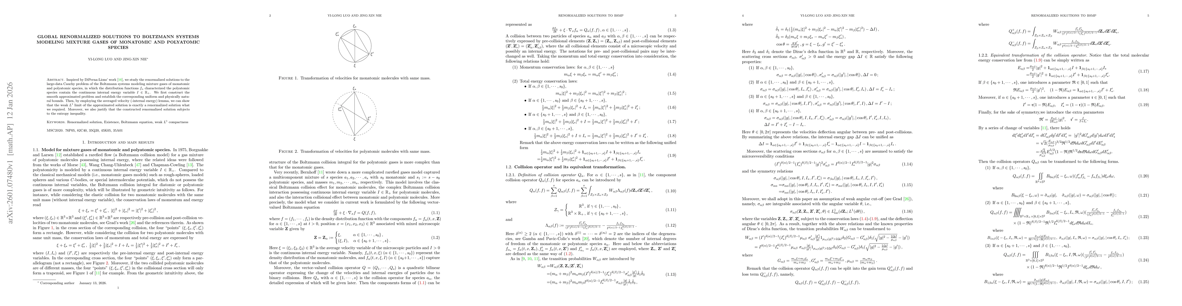 Thumbnail for Global renormalized solutions to Boltzmann systems modeling mixture gases of monatomic and polyatomic species
