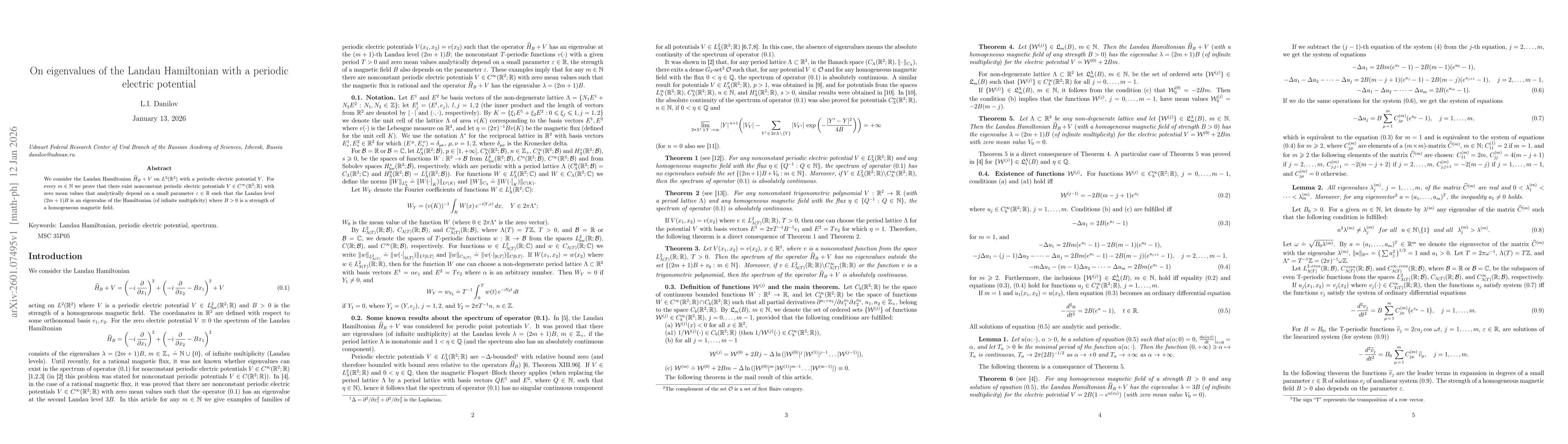 Thumbnail for On eigenvalues of the Landau Hamiltonian with a periodic electric potential