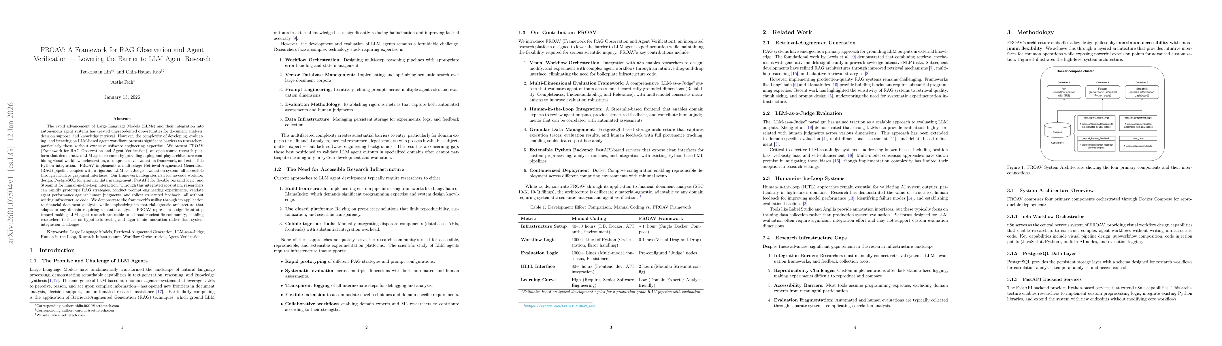 Thumbnail for FROAV: A Framework for RAG Observation and Agent Verification - Lowering the Barrier to LLM Agent Research