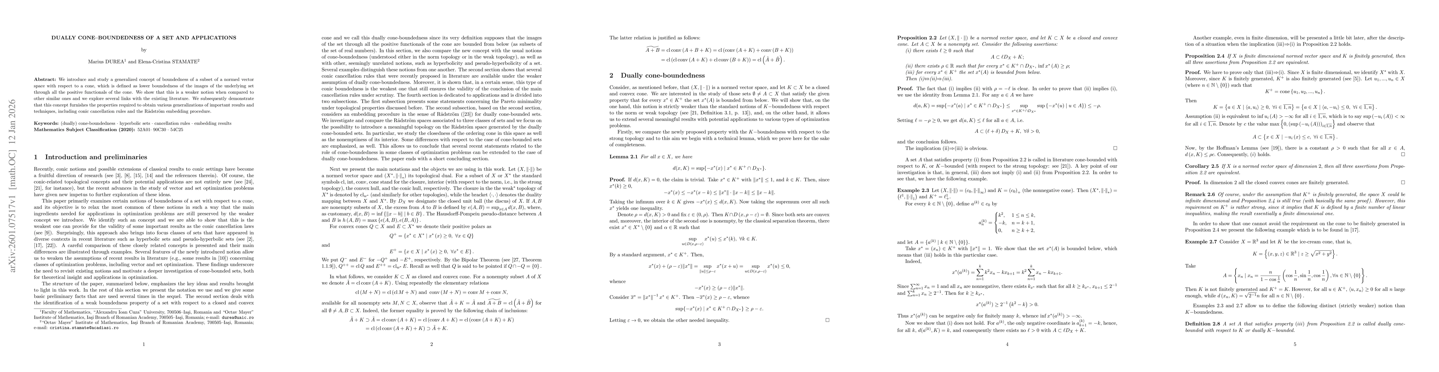 Thumbnail for Dually cone-boundedness of a set and applications