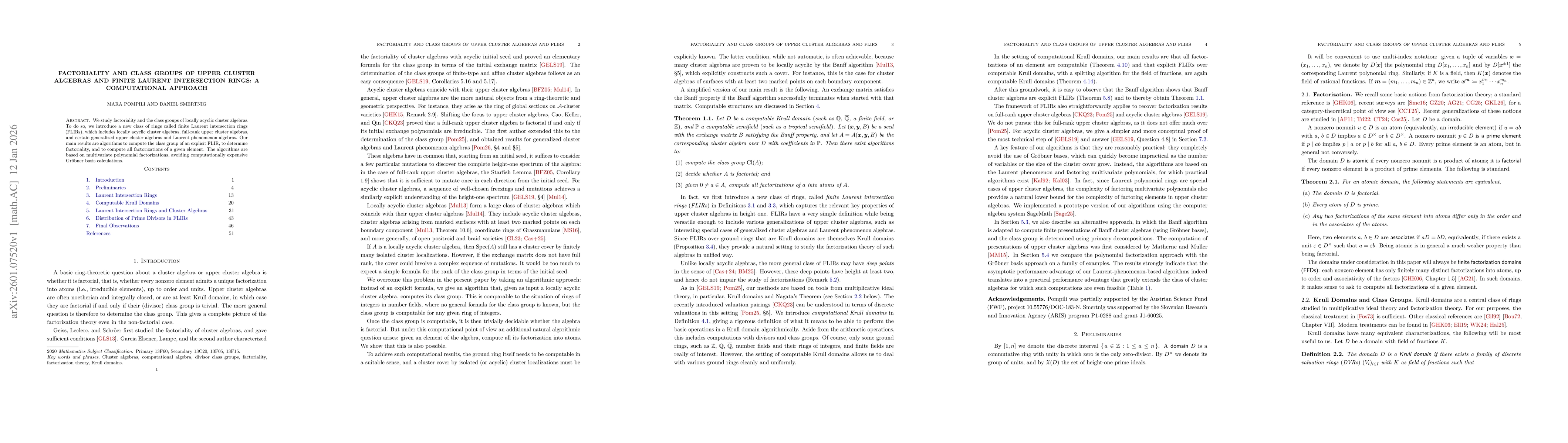 Thumbnail for Factoriality and Class Groups of Upper Cluster Algebras and Finite Laurent Intersection Rings: A Computational Approach