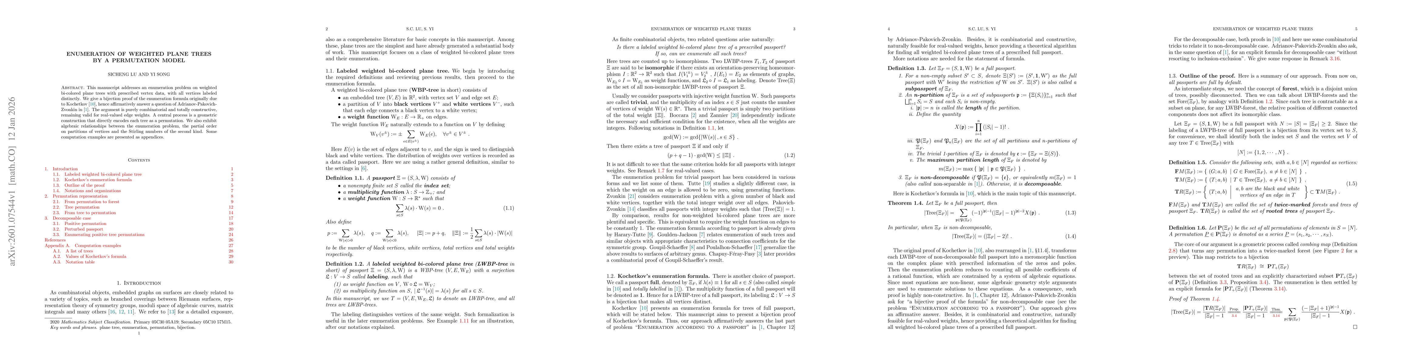 Thumbnail for Enumeration of weighted plane trees by a permutation model