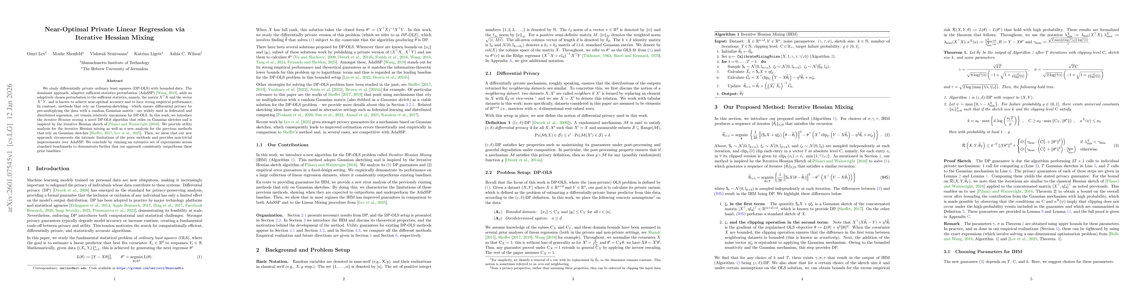 Thumbnail for Near-Optimal Private Linear Regression via Iterative Hessian Mixing