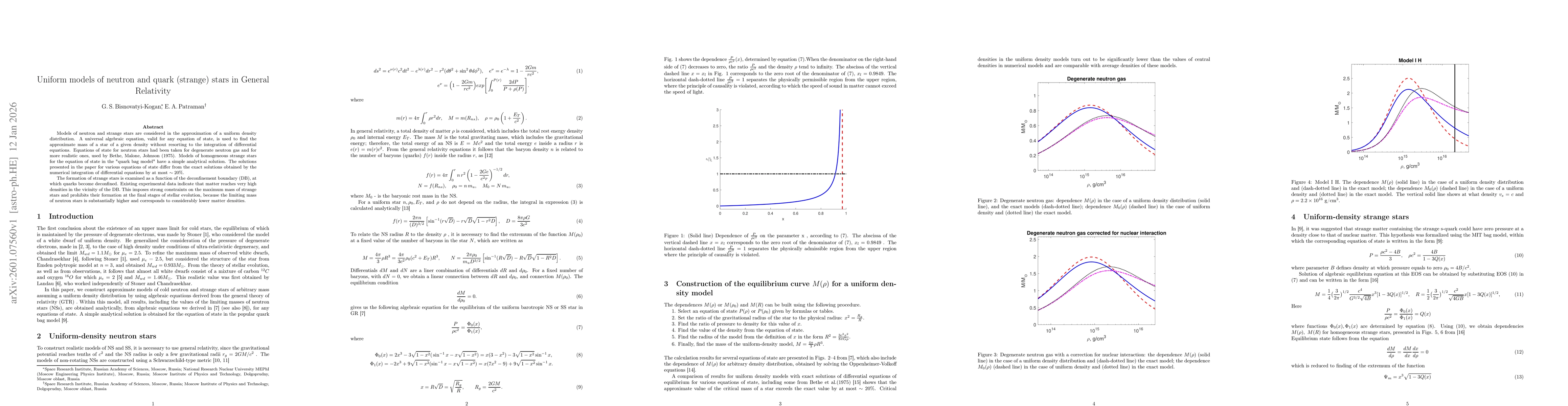 Thumbnail for Uniform models of neutron and quark (strange) stars in General Relativity