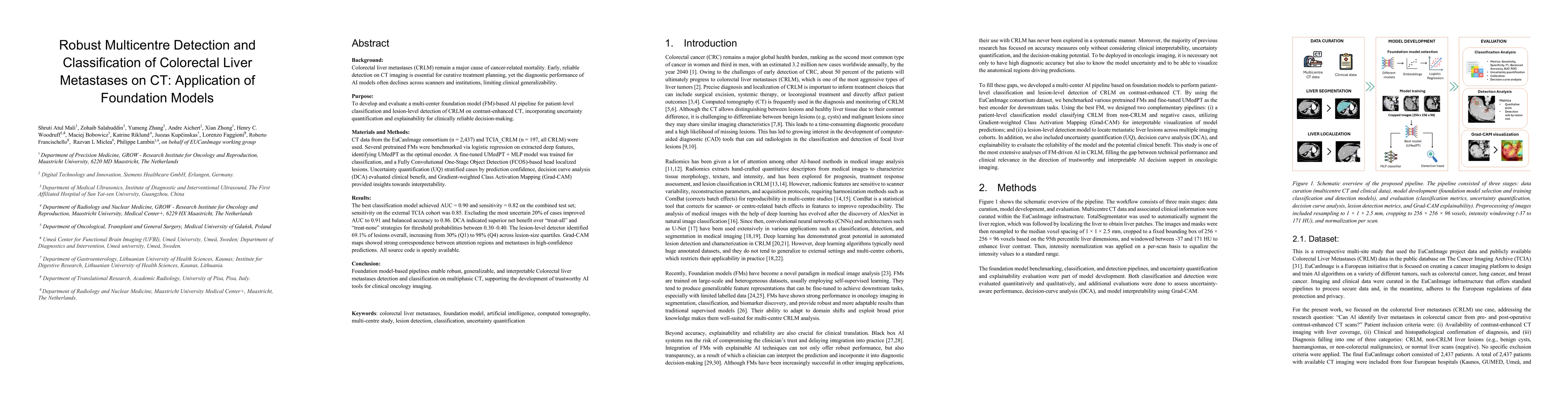 Thumbnail for Robust Multicentre Detection and Classification of Colorectal Liver Metastases on CT: Application of Foundation Models