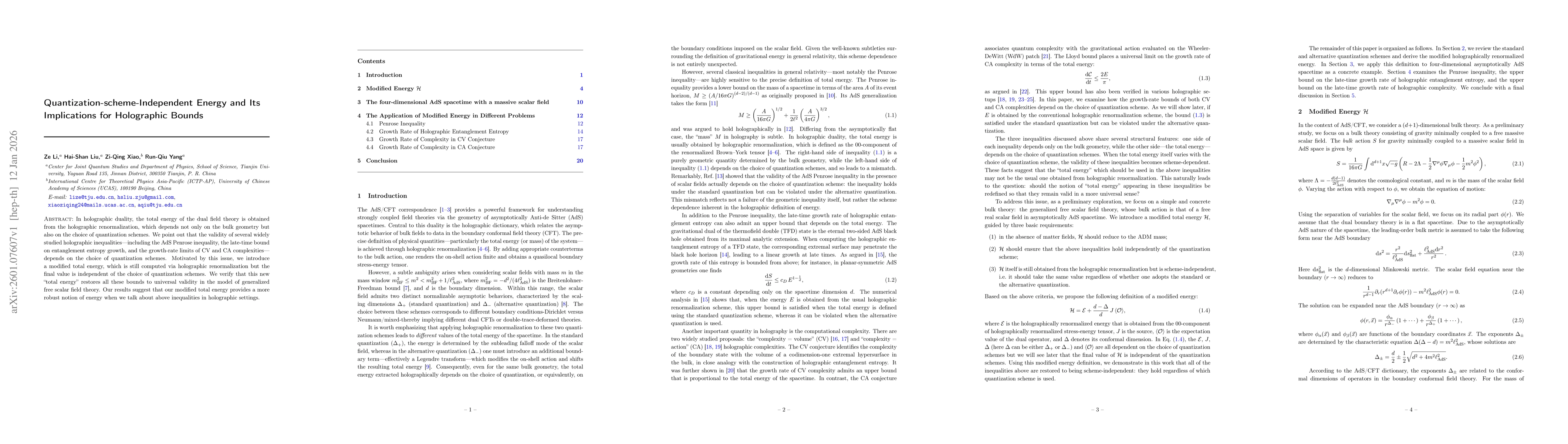 Thumbnail for Quantization-scheme-Independent Energy and Its Implications for Holographic Bounds