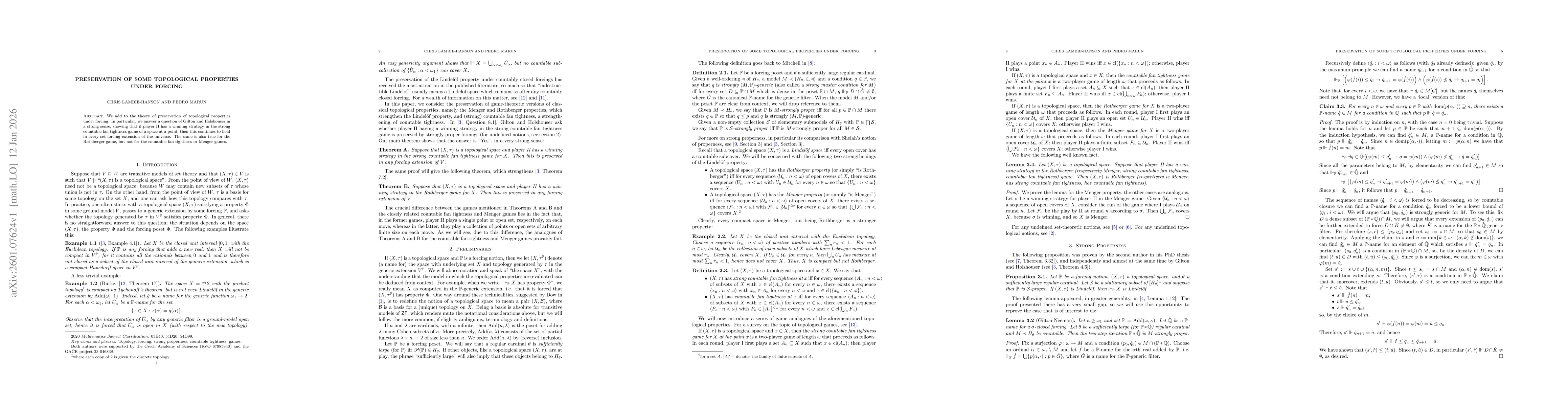 Thumbnail for Preservation of some topological properties under forcing