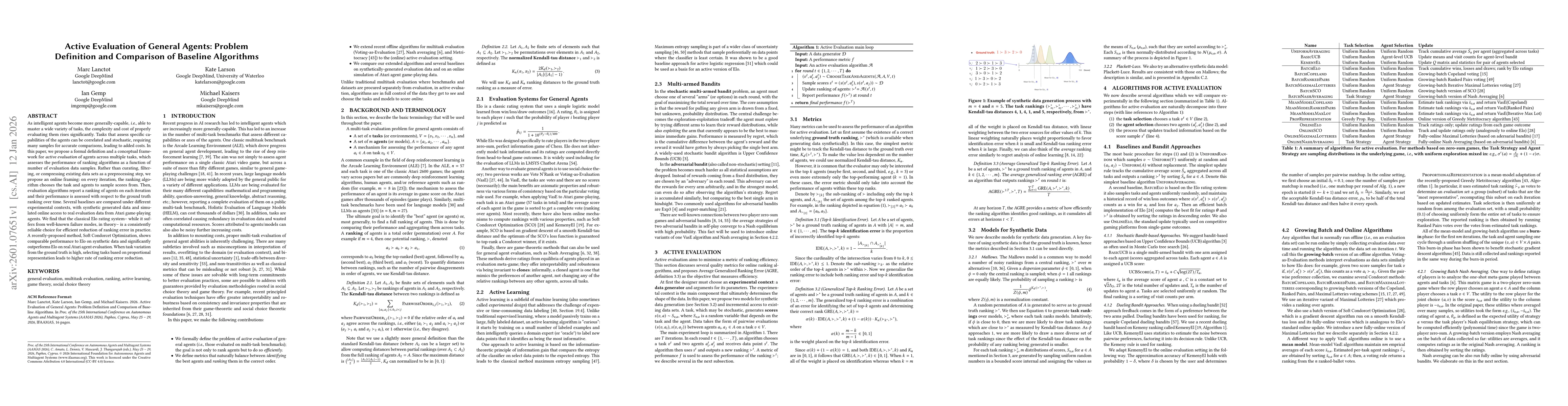 Thumbnail for Active Evaluation of General Agents: Problem Definition and Comparison of Baseline Algorithms