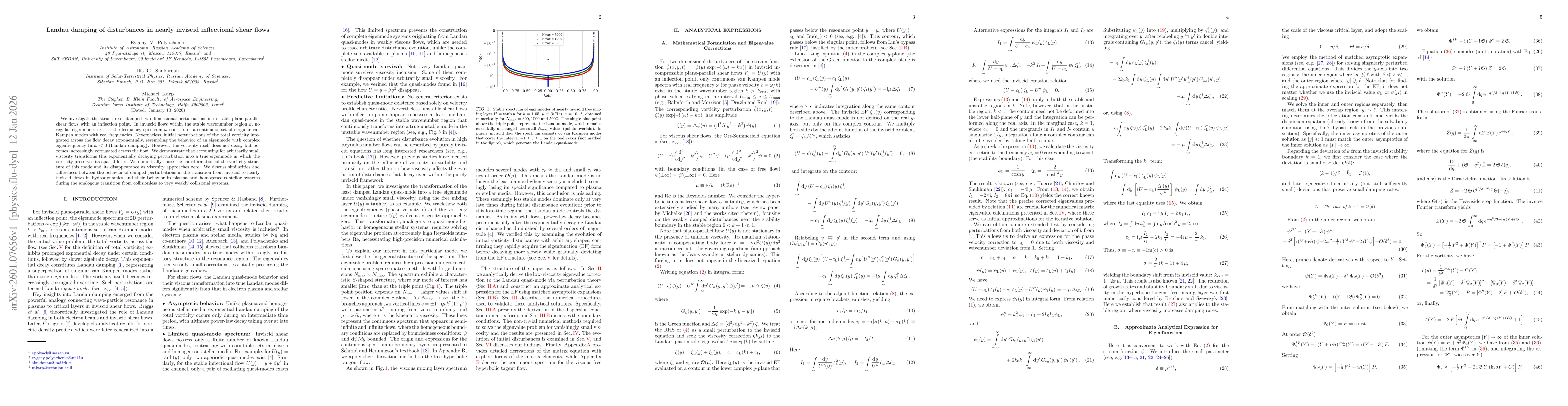 Thumbnail for Landau damping of disturbances in nearly inviscid inflectional shear flows