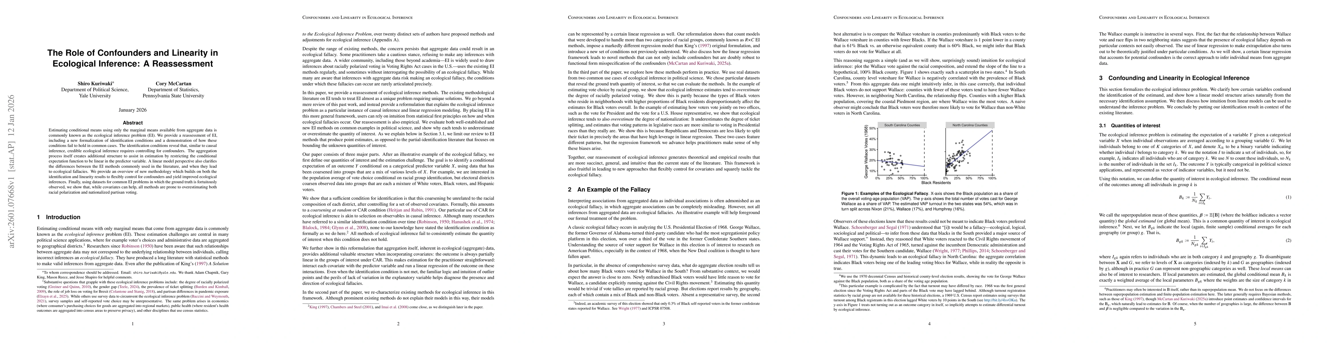 Thumbnail for The Role of Confounders and Linearity in Ecological Inference: A Reassessment