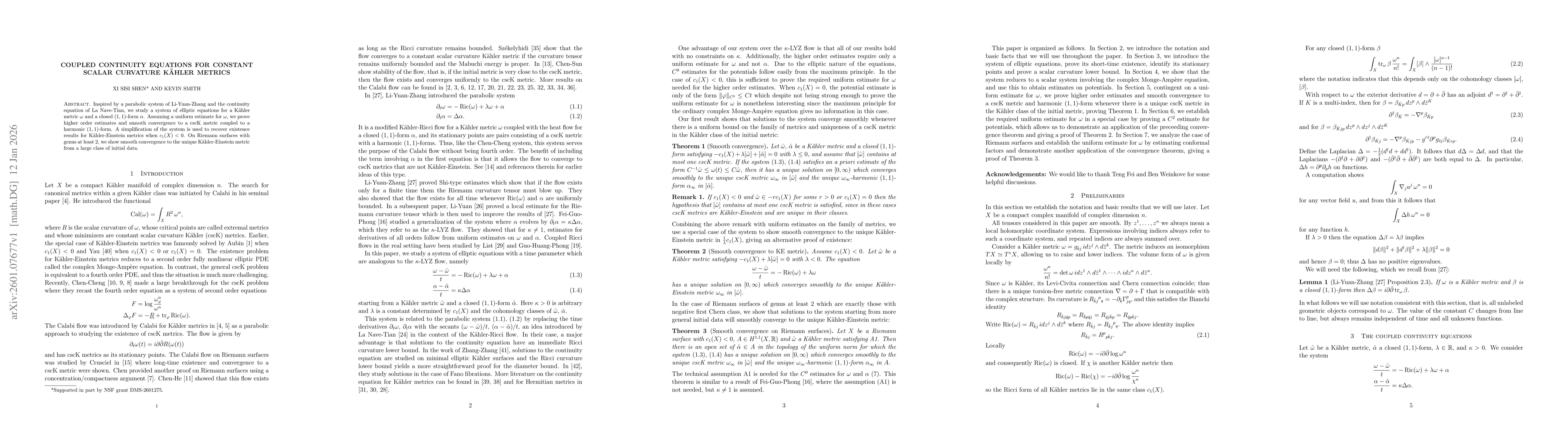 Thumbnail for Coupled continuity equations for constant scalar curvature Kähler metrics