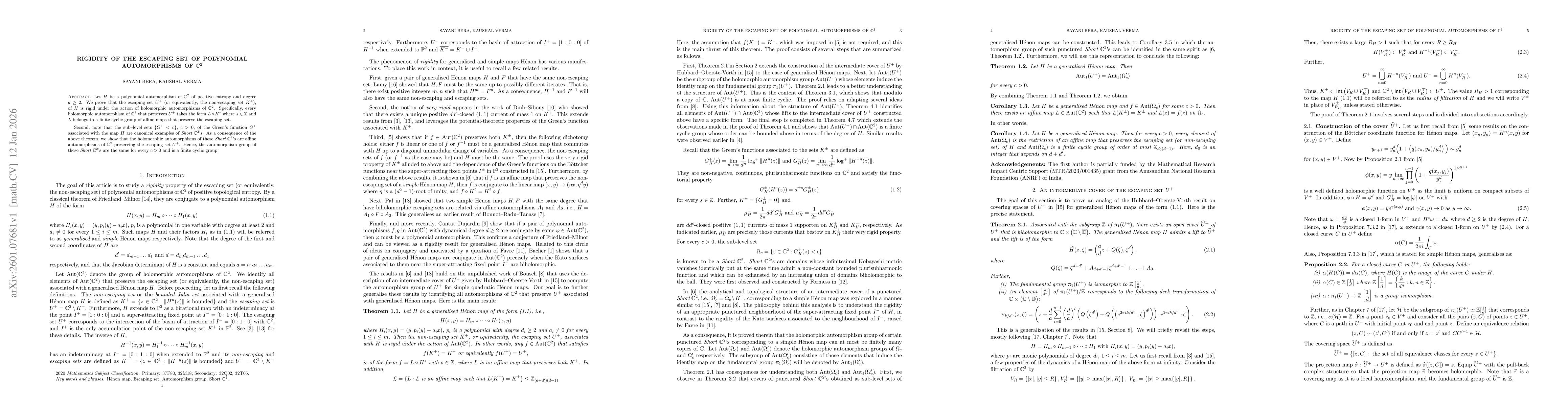 Thumbnail for Rigidity of the escaping set of polynomial automorphisms of $\mathbb{C}^2$