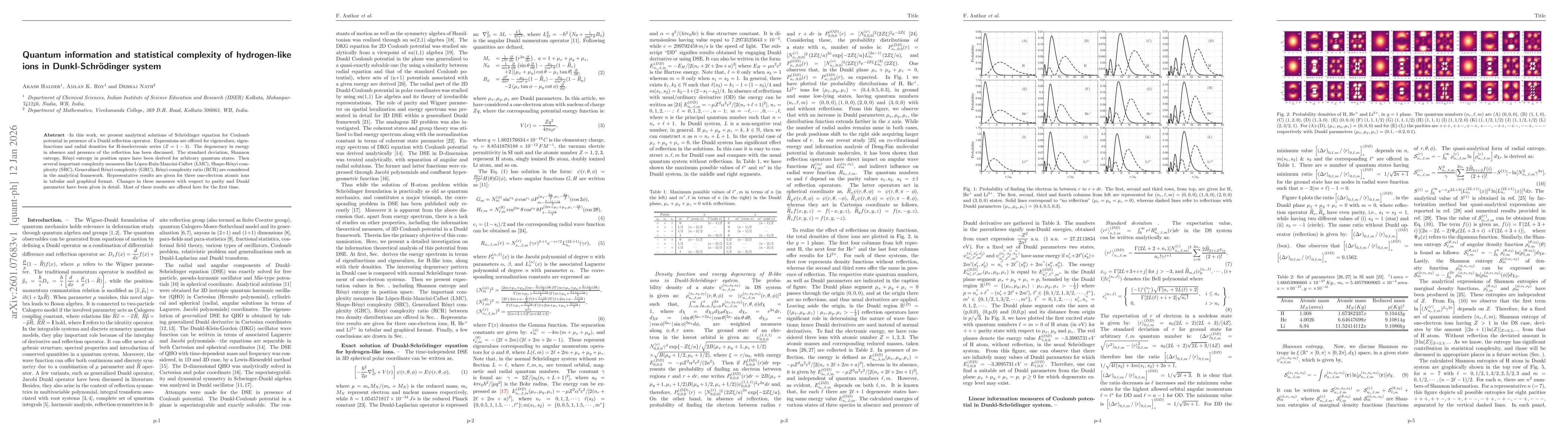 Thumbnail for Quantum information and statistical complexity of hydrogen-like ions in Dunkl-Schrödinger system